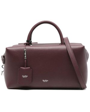 Max Mara Zip-Fastening Leather Tote Bag - Purple