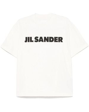 Jil Sander Cotton T-Shirt With Bold Logo And Classic Cut - White