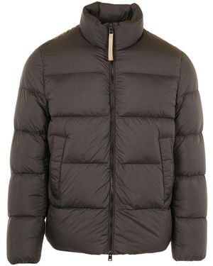 Woolrich Piumino Corto Con Tasche - Marrone