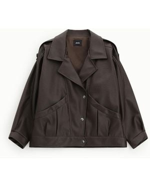 Dixie Cappotto Corto Con Maxi Revers E Tasche Frontali - Nero