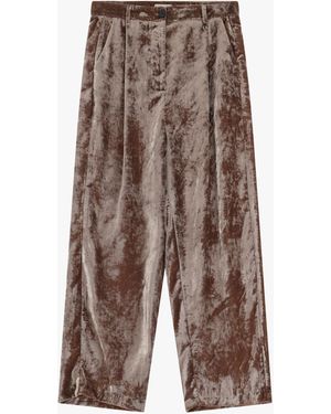 Dixie Pantaloni Ampi Effetto Velluto - Marrone