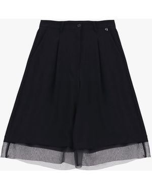 Dixie Bermuda Avec Détails En Tulle Et Pinces Devant - Noir
