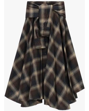 Dixie Gonna Lunga Fantasia Quadri Con Cintura Annodata - Nero