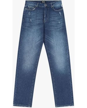 Dixie Jeans Straight-Leg Con Dettagli Vissuti E Vita Alta - Blu