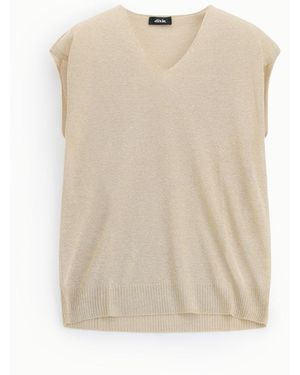 Dixie Pull Sans Manches Col V Avec Bord Côte - Neutre