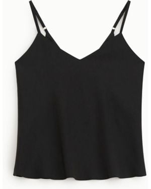 Dixie Top Spalline Sottili Scollo A V Tinta Unita - Nero