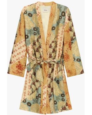 Dixie Cappotto Leggero Fantasia Floreale Cintura Coordinata - Metallizzato