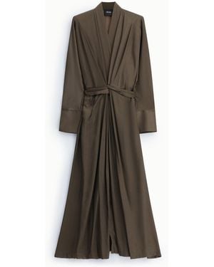 Dixie Abito Lungo Con Maniche Lunghe E Scollo A V - Multicolore