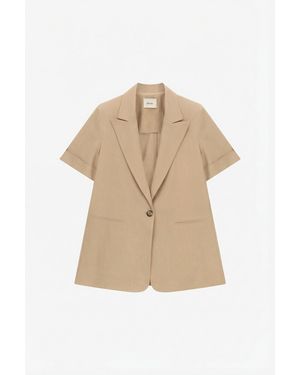 Dixie Blazer Manica Corta Monopetto Con Tasche A Filetto - Neutro