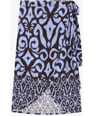 Dixie Gonna Midi Stampa Etnica Con Nodo Laterale - Blu