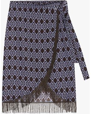 Dixie Gonna Midi Stampa Geometrica Con Frange - Blu