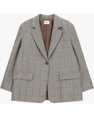 Dixie Blazer À Carreaux Avec Franges Au Dos - Gris