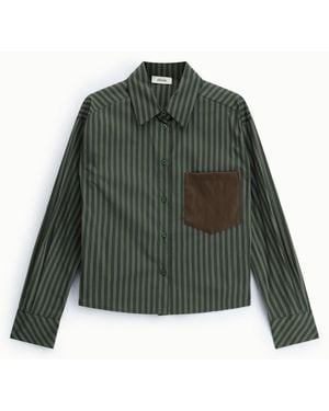 Dixie Camicia A Righe Con Taschino A Contrasto - Verde