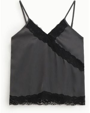 Dixie Top Spalline Sottili Con Inserti - Nero