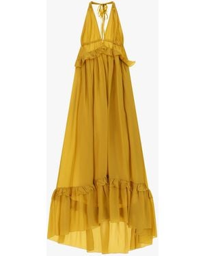 Dixie Abito Lungo Con Scollo All'Americana E Balze - Giallo