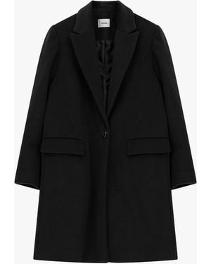 Dixie Manteau Boutonnage Simple À Poches À Rabat - Noir