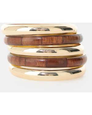 Dixie Set De Bracelets Rigides Avec Détails Aspect Bois - Neutre