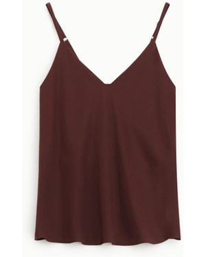 Dixie Top Spalline Sottili Scollo A V Tinta Unita - Rosso
