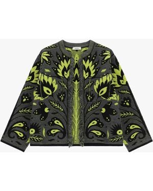 Dixie Cardigan À Motif Floral Manches Longues - Vert