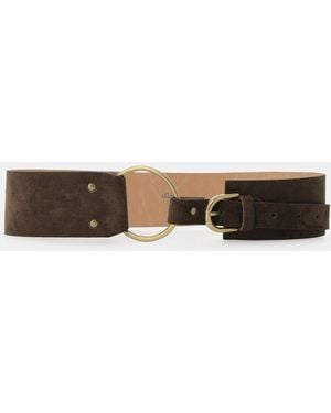 Dixie Ceinture En Cuir Véritable Avec Double Boucle Dorée - Blanc
