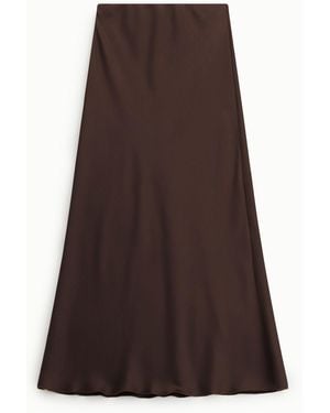 Dixie Jupe Longue Évasée Uni Taille Haute - Marron