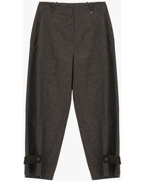 Dixie Pantaloni Palazzo Vita Alta Con Dettaglio Bottoni - Bianco