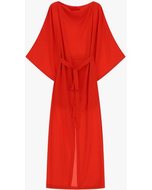 Dixie Dress Lungo Con Cintura E Maniche Ampie - Rosso
