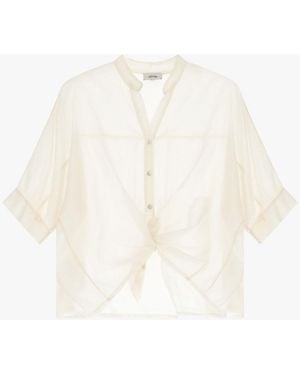 Dixie Chemise Courte À Nœud Devant Manches Larges - Blanc