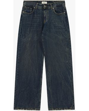 Dixie Jean Jambe Large Taille Mi-Haute Effet Délavé - Bleu