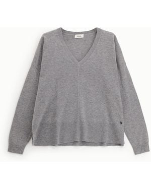 Dixie Maglione Girocollo Ampio Con Maniche Lunghe - Grigio