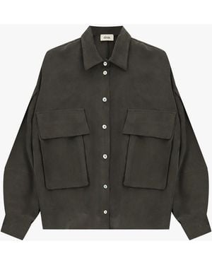 Dixie Chemise Poches Plaquées Coupe Ample Boutons - Noir