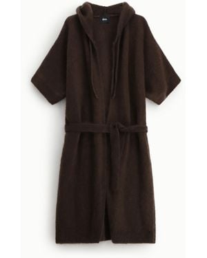 Dixie Cardigan Lungo Con Cappuccio E Cintura - Nero