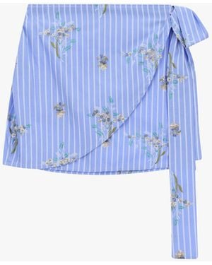 Dixie Jupe Courte Portefeuille À Rayures Et Nœud - Bleu