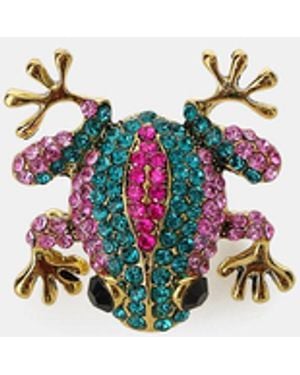 Dixie Spilla Rana Con Strass Multicolore Dorata - Blu