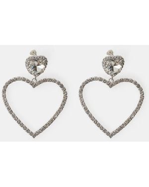 Dixie Boucles D'Oreilles Pendantes Cœur Et Strass - Bleu