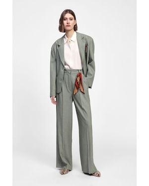 Dixie Pantaloni Palazzo Gessati Con Foulard - Verde