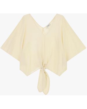 Dixie Blusa Ampia Con Nodo Frontale E Maniche Corte - Bianco