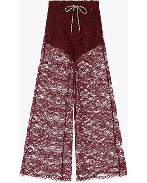 Dixie Pantaloni Larghi Con Pizzo Floreale - Rosso