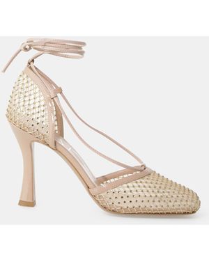 Dixie Décolleté A Rete Con Tacco E Strass - Bianco