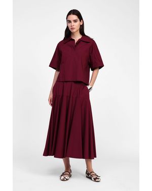 Dixie Gonna Lunga Tinta Unita Vita Alta - Rosso