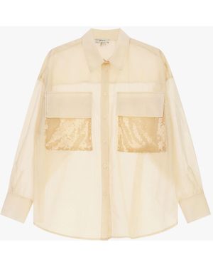 Dixie Camicia Oversize Con Tasche E Paillettes Frontali - Neutro