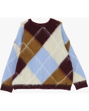 Dixie Pull Col Rond Motif Losanges Manches Longues - Bleu