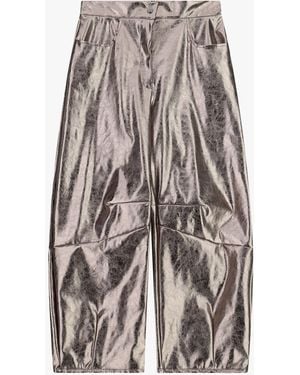 Dixie Pantaloni Effetto Pelle Ampi Vita Alta - Bianco