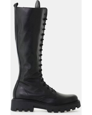 Dixie Bottes Hautes À Lacets Semelle Crantée - Noir