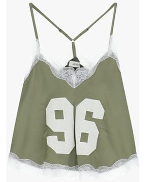 Dixie Top Con Stampa Numero E Pizzo - Multicolore
