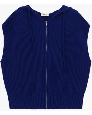 Dixie Gilet En Maille À Capuche Et Fermeture Éclair - Bleu