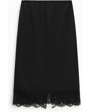 Dixie Gonna Midi Tinta Unita Con Bordo - Nero