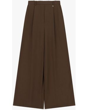 Dixie Pantalon Palazzo Taille Haute À Pinces - Marron