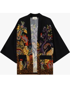 Dixie Cappotto Corto Fantasia Floreale E Animalier - Nero