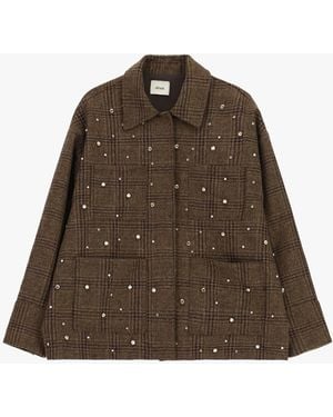 Dixie Giacca Camicia Con Motivo Tartan E Applicazioni Gioiello - Marrone